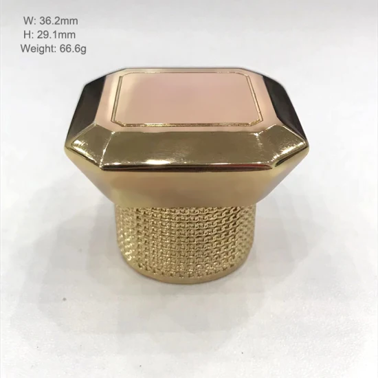 Tipo de cierre de metales pesados ​​de Zamak del oro barato clásico de lujo tapas de botellas de perfume de cristal del tapón de rosca